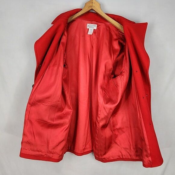 Pendleton Blazer Jacket Double Breasted Vintage 80s Wool Solid Red Womens Sz XL - Picture 5 of 7